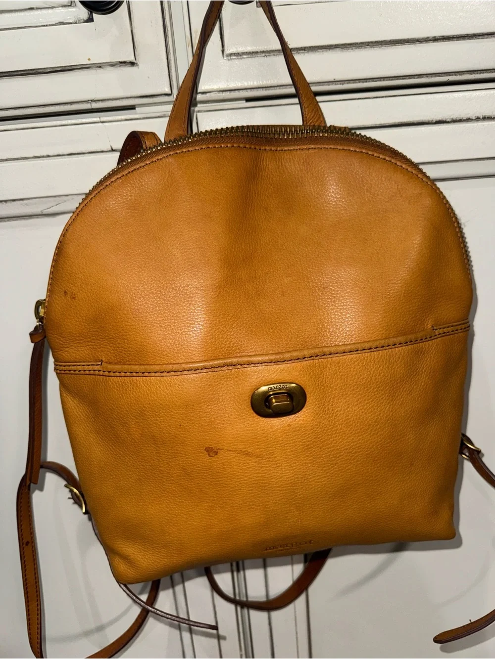Vintage Margot New York cognac caramel suede leather backpack bag